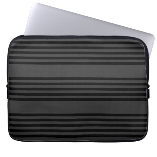 Schwarz-Kohle-Fünf-Streifen-Muster Laptopschutzhülle (Vorderseite)