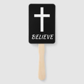 schwarz, kommt er das Kreuz glauben Fächer (Rückseite)