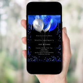 Schwarz-Königsblauer Ballon Foto Einladung