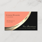 Schwarz-Koral-Gold-Dekor mit QR-Code modern Visitenkarte (Vorderseite)