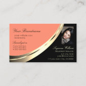 Schwarz-Korallengolddekor mit Monogramm und Foto Visitenkarte (Rückseite)