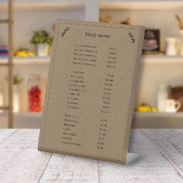 Schwarz, Kraft und rustikales Preisschild Sockelschild