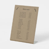 Schwarz, Kraft und rustikales Preisschild Sockelschild (Vorderseite)