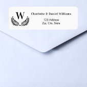 Schwarz-Kranz-Monogramm-Rücksendeadresse