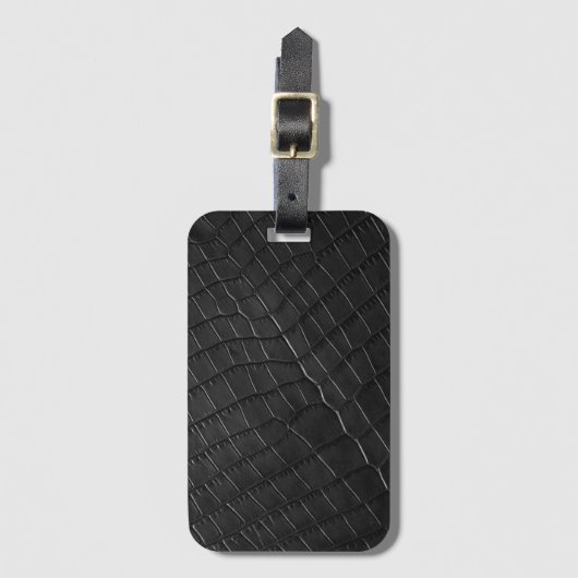 Schwarz-Krokodil-Leder-Druck,  Gepäckanhänger (Vorderseite Vertikal)