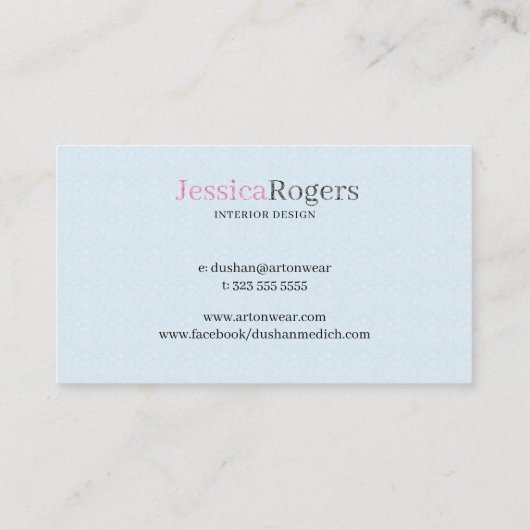 Schwarz Kronleuchter Blau Interieur Design Visitenkarte (Rückseite)