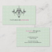 Schwarz Kronleuchter Grün Interieur Design Visitenkarte (Vorne/Hinten)