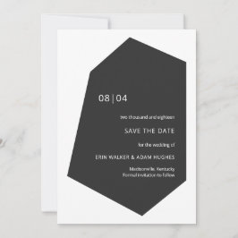 Schwarz kühne moderne Minimalinitials Geo Gemstone Save The Date