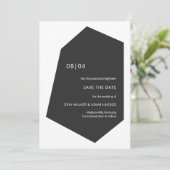Schwarz kühne moderne Minimalinitials Geo Gemstone Save The Date (Stehend Vorderseite)
