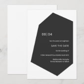 Schwarz kühne moderne Minimalinitials Geo Gemstone Save The Date (Vorne/Hinten)