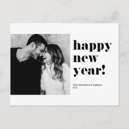 Schwarz kühne Typografie glücklich Neues Jahr Foto Feiertagspostkarte