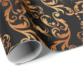 Schwarz-Kupfer-Halloween-Damaself Geschenkpapier (Rolleneckpunkt)