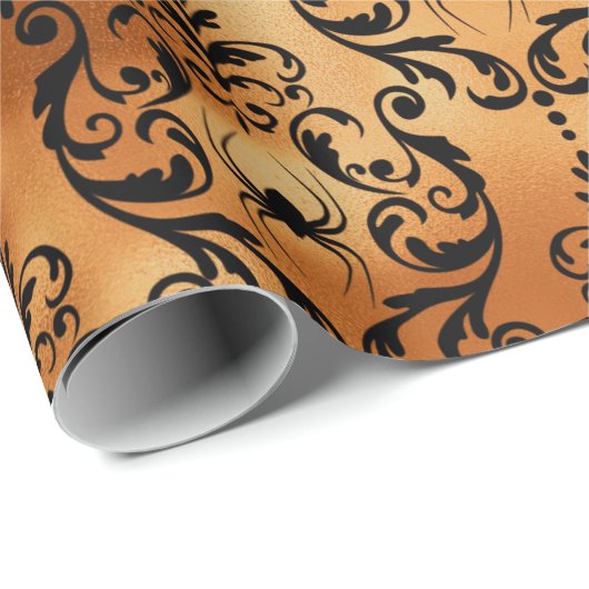 Schwarz-Kupfer-Halloween-Damaself Geschenkpapier (Rolleneckpunkt)