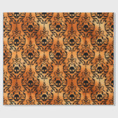 Schwarz-Kupfer-Halloween-Schädel-Damastrommel Geschenkpapier (Flach)