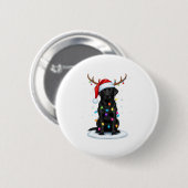 Schwarz Lab Labrador Weihnachten Hund Rentier Lich Button (Vorne & Hinten)
