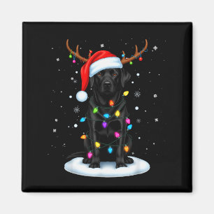 Schwarz Lab Labrador Weihnachts Hund Rentiere Lich Magnet