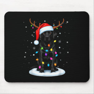 Schwarz Lab Labrador Weihnachts Hund Rentiere Lich Mousepad