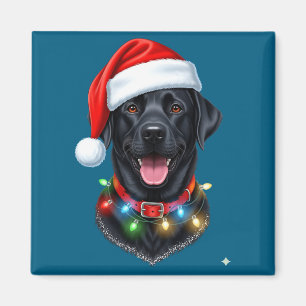 Schwarz Lab Labrador Weihnachts Hund Santa Hut Lic Magnet