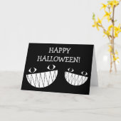 Schwarz, Lächeln, Halloween-Faltenkarte Karte (Gelbe Blume)