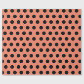 Schwarz-Lachs Pink Polka Dot Wrapping Paper Geschenkpapier (Flach)