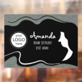 Schwarz-Langhaar-Frauenhaar-Stilfenster Fensteraufkleber (Blatt 2)