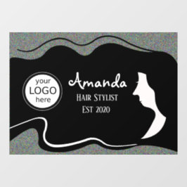 Schwarz-Langhaar-Frauenhaar-Stilfenster Fensteraufkleber