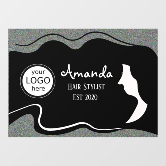 Schwarz-Langhaar-Frauenhaar-Stilfenster Fensteraufkleber (Blatt)