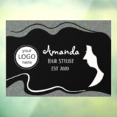 Schwarz-Langhaar-Frauenhaar-Stilfenster Fensteraufkleber (Blatt 3)