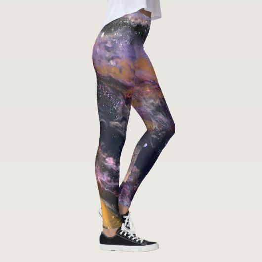 Schwarz-, Lavendel-u. Pfirsich-Leggings - "Galaxie Leggings (Rechts)
