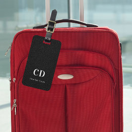 Schwarz-Leder-weiße Monogramm-Bezeichnung Gepäckanhänger