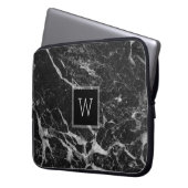 Schwarz & leicht graue Marmorsteintextur Laptopschutzhülle (Vorderseite Links)