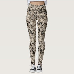 Schwarz/Leichte Tan-Tiere drucken Frauen-Leggings Leggings