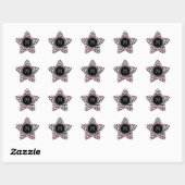 Schwarz-Leopard-Farbdruck in rosa Schwarz mit Mono Stern-Aufkleber (Blatt)