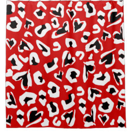 Schwarz-Leopard-Tierherzen Duschvorhang