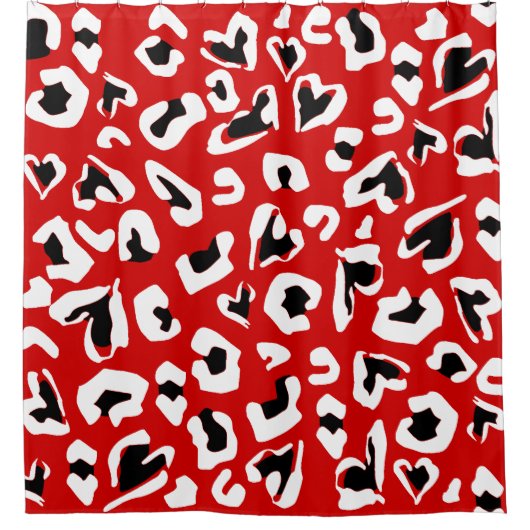 Schwarz-Leopard-Tierherzen Duschvorhang (Vorderseite)