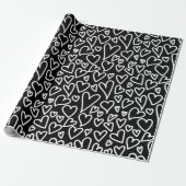 Schwarz Liebesherzen Muster Verpackungsmuster Geschenkpapier (Ungerollt)
