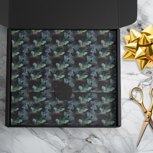 Schwarz Light Neon Glow Xmas Bell und Candle Muste Seidenpapier