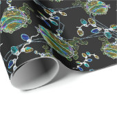 Schwarz Light Neon Glow Xmas String Lights Ornamen Geschenkpapier (Rolleneckpunkt)