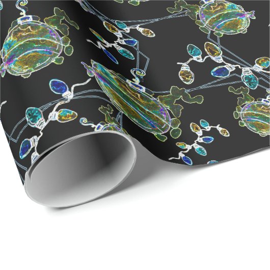 Schwarz Light Neon Glow Xmas String Lights Ornamen Geschenkpapier (Rolleneckpunkt)