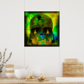 Schwarz-Lighted Gothic Skull Print Poster (Küche)