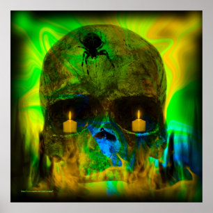 Schwarz-Lighted Gothic Skull Print Poster