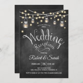 Schwarz & Lights Hochzeitsempfang im Chalkboard Einladung (Vorne/Hinten)