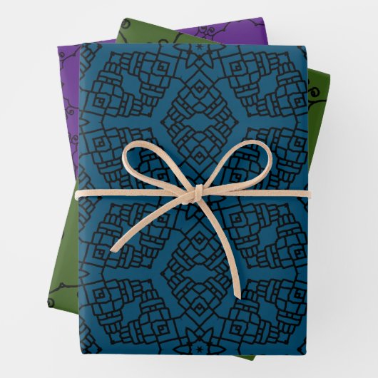 Schwarz-lila-blau-grün, 2abc Paper Pack 572 Geschenkpapier Set (Beispiel)