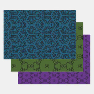 Schwarz-lila-blau-grün, 2abc Paper Pack 572 Geschenkpapier Set