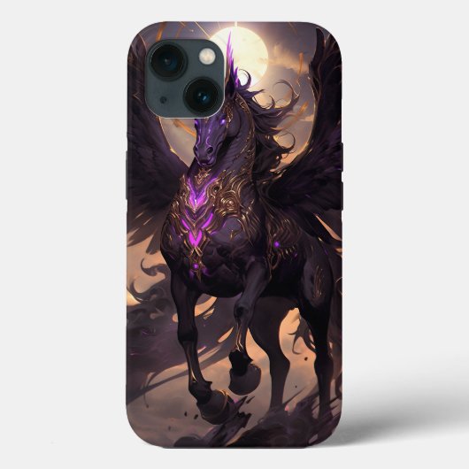 Schwarz Lila Einhorn Fantasy Kunst, Dichtung und M Case-Mate iPhone Hülle (Rückseite)
