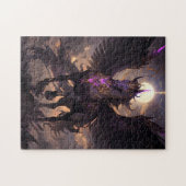 Schwarz Lila Einhorn Fantasy Kunst, Dichtung und M Puzzle (Horizontal)