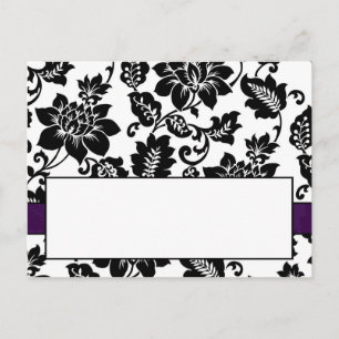 Schwarz/Lila florale Damaskus Hochzeitsstimmung Pl Postkarte