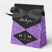 Schwarz & Lila Glitzer Niedlich Chic Vielen Dank f Geschenkschachtel (Vorderseite)