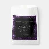 Schwarz lila Glitzern Hochzeit danke Geschenktütchen (Vorderseite)