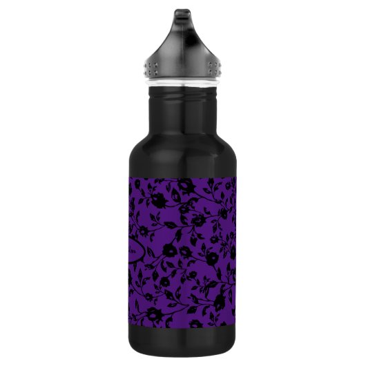 Schwarz Lila Gothic Floral Water Flasche mit Namen Edelstahlflasche (Rechts)